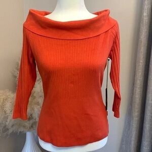 Women's Orange Cowl Neck Sweater